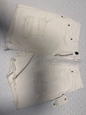 Billabong White Distressed Frayed Hem Jean Shorts